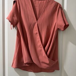 Amazon Women's Wrap Blouse in Coral